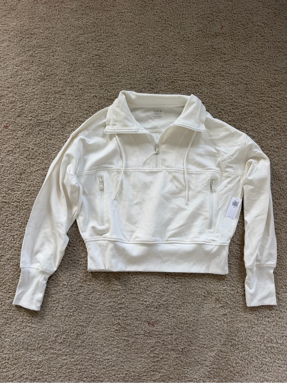 Women's White Half-Zip Pullover Sweater